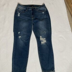 Judy Blue Dark Wash Distressed Skinny Jeans